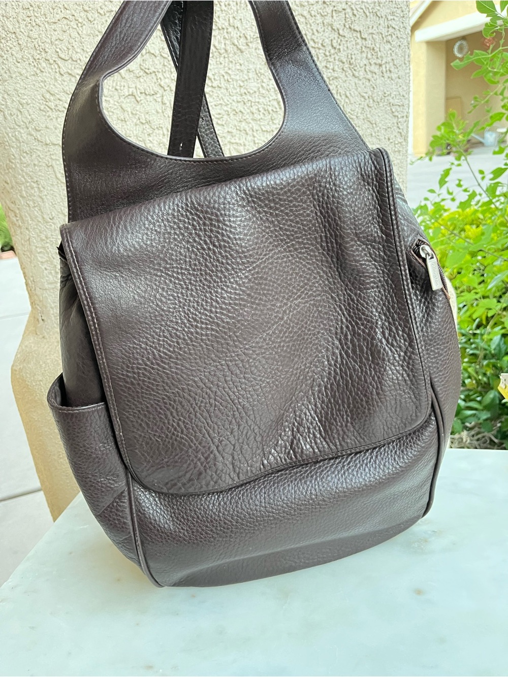 Ellington pebbled brown leather backpack